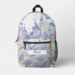 Sac À Dos Imprimé Aquarelle personnalisée Pastel Fairytale Castle