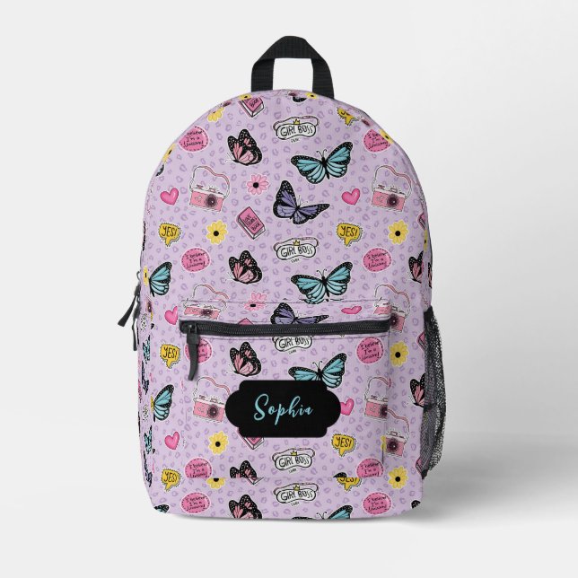 Sac À Dos Imprimé Aquarelle rose mignon Papillons Super (Recto)