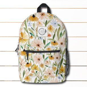 Sac À Dos Imprimé Aquarelle rustique Fleurs sauvages Ajouter Logo En