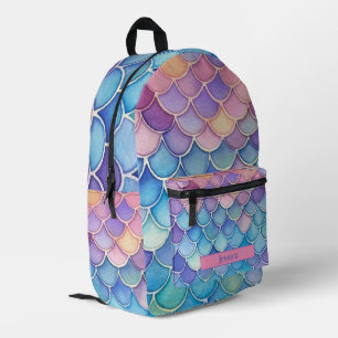 Sac À Dos Imprimé Aquarelle tendance Pastel Mermaid Scale