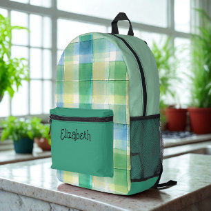 Sac À Dos Imprimé Aquarelle verte et bleue