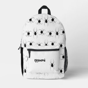 Sac À Dos Imprimé Araignées noires personnalisées sur blanc
