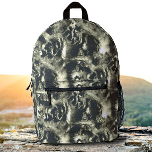 Sac À Dos Imprimé Arbre racine bois texture Camo noir et gris