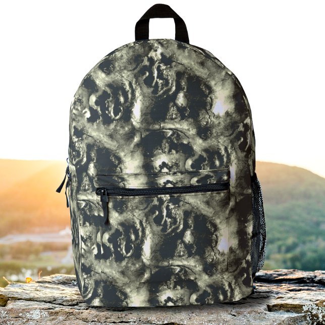 Sac À Dos Imprimé Arbre racine bois texture Camo noir et gris (Créateur téléchargé)