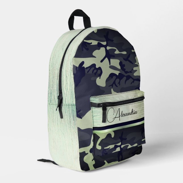 Sac À Dos Imprimé Army Green Camo Chimmery Chic Personnalisé (Coin arrière gauche)