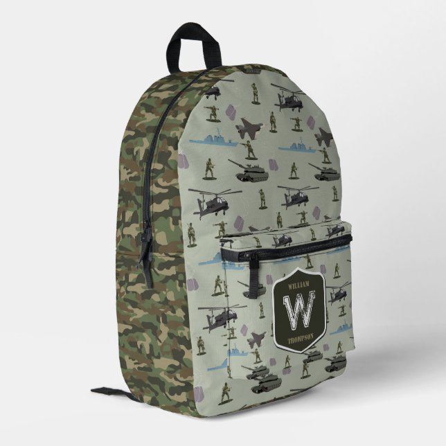 Sac À Dos Imprimé Army Military Camouflage Green Camo Pattern (Coin arrière gauche)