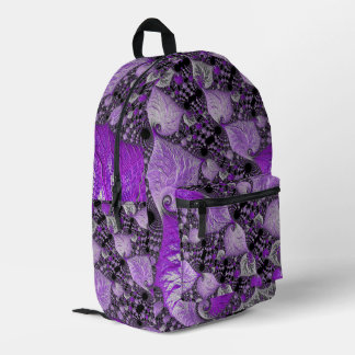 Sac À Dos Imprimé Art fractal violet monochrome