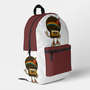 Sac À Dos Imprimé Autocollant de personnage de cassette afro coloré