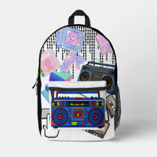 Sac À Dos Imprimé Autocollants esthétiques de cassette Boombox Rétro