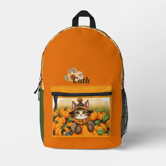 Sac À Dos Imprimé Automne Chat Automne Thème (Recto)