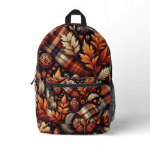 Automne Plaid Feuilles Orange Noir Beige