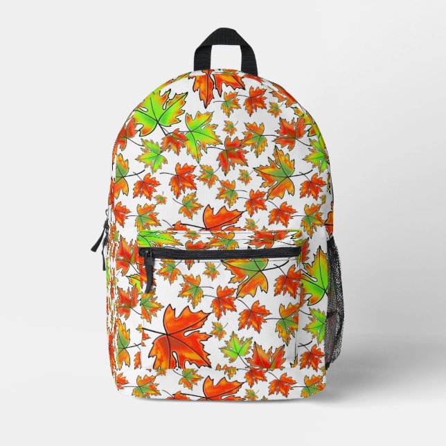 Sac À Dos Imprimé Automne rouge orange feuille érable feuille (Recto)