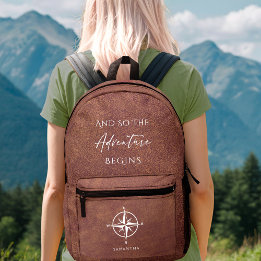 Sac À Dos Imprimé Aventure Brown Voyage en cuir personnalisé