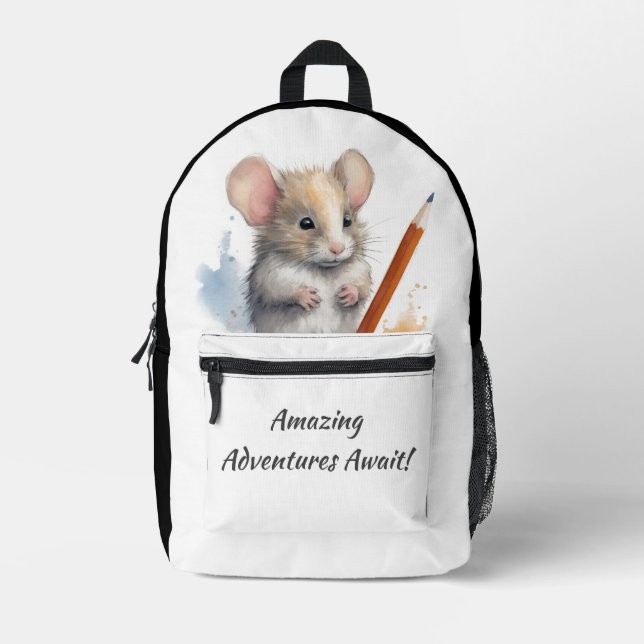 Sac À Dos Imprimé Aventures Extraordinaires Attendent ! Souris avec  (Recto)