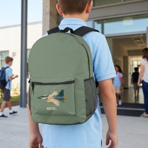Sac À Dos Imprimé Avion de chasse à réaction personnalisé pour garço