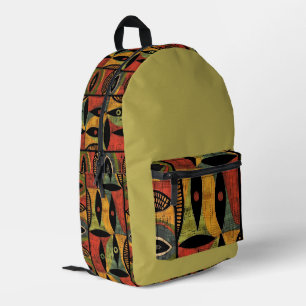 Sac À Dos Imprimé Aztec, African Design Olive