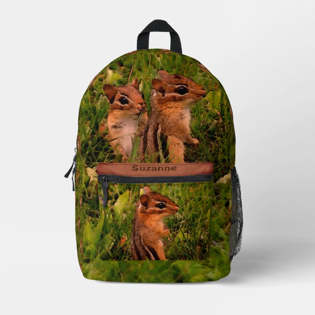 Sac À Dos Imprimé Baby Chipmunks Animal Art Personnalisé (Recto)
