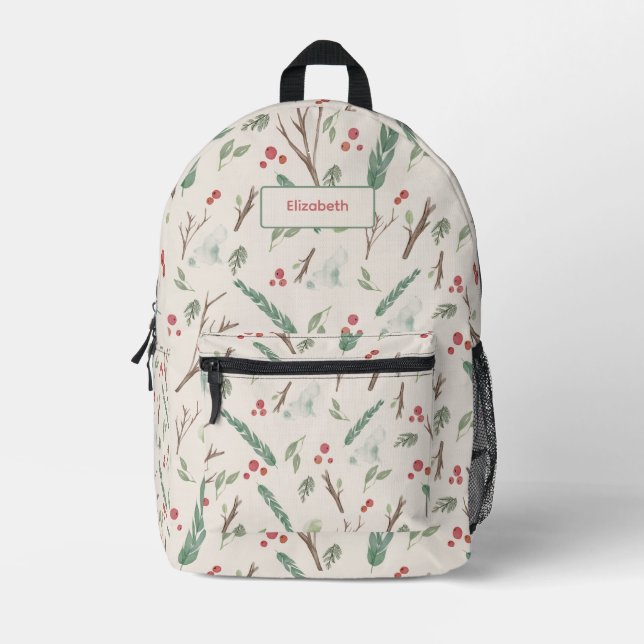 Sac À Dos Imprimé Baies botaniques simples Motif de Noël (Recto)