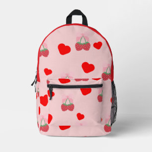 Sac À Dos Imprimé Baies roses et coeurs roses et rouges