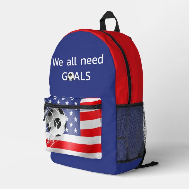 Sac À Dos Imprimé Bal De Football Sur Drapeau Américain (Coin arrière droit)