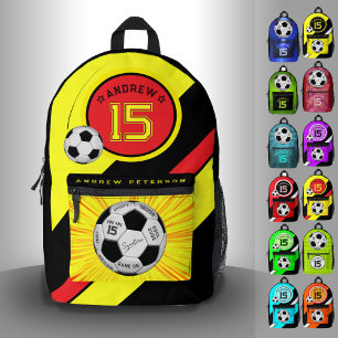 Sac À Dos Imprimé Balle de foot moderne jaune jalon éditable
