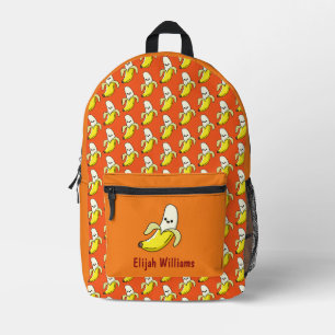 Sac À Dos Imprimé Bananes Heureuses Personnalisées Orange