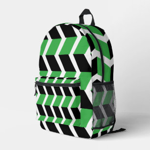 Sac À Dos Imprimé Bande de Chevron Vert Noir