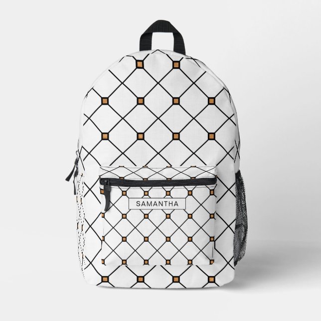 Sac À Dos Imprimé Bandes diagonales noires et blanches (Recto)