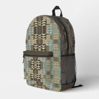 Beige Turquoise Bleu Vert Taupe Brown Motif tribal