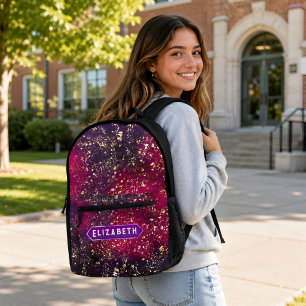 Sac À Dos Imprimé Belle initiale personnalisée en paillettes noires