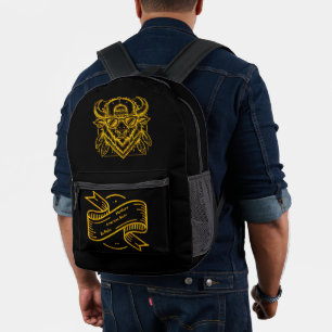 Sac À Dos Imprimé Bison d'or élégant avec lunettes de soleil et Casq