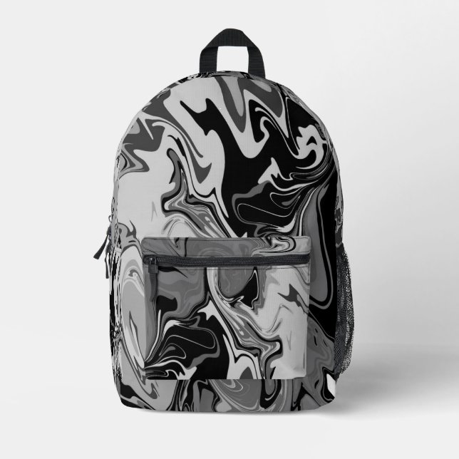 Sac À Dos Imprimé Black and Grey Swirl Art (Recto)