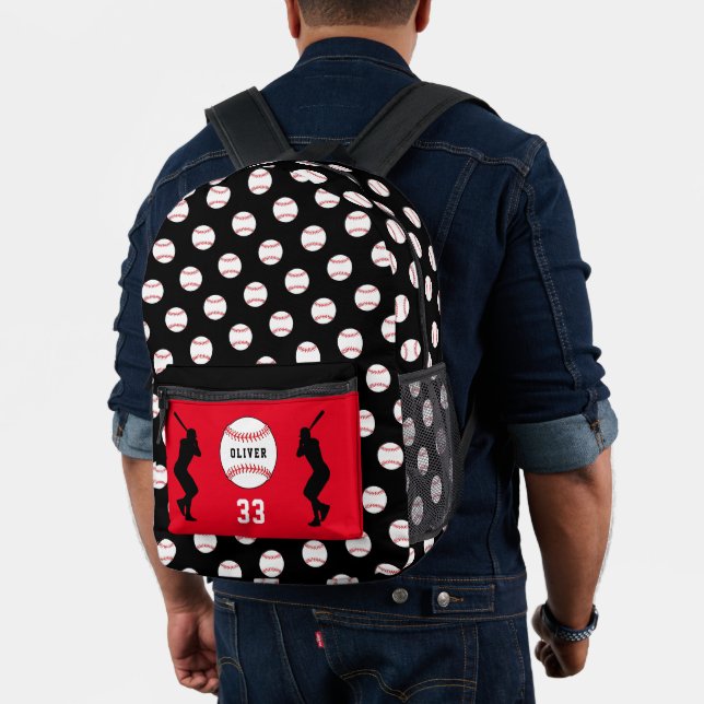 Sac À Dos Imprimé Black Baseball Joueur Silhouette Nom Numéro (Insitu (Modèle))