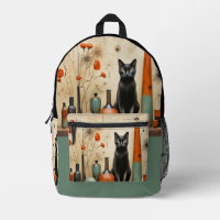 Black Cat Mid Century Mod Turquoise Black Orange