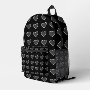 Sac À Dos Imprimé Black Grey Love Hearts Motif