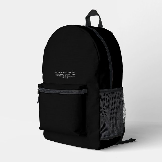 Sac À Dos Imprimé Black | Logo et texte professionnels personnalisés (Coin arrière droit)