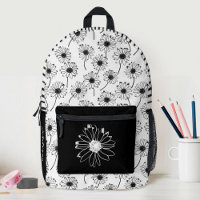 Black White Floral Daisy Girls School