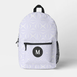 Sac À Dos Imprimé Blanc Carré brillant Monogramme noir Fractal