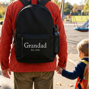 Sac À Dos Imprimé Blanc Gras Minimal Grand-père Établis
