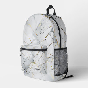 Sac À Dos Imprimé Blanc minimaliste personnalisé marbré