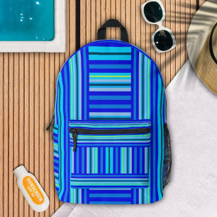 Sac À Dos Imprimé Bleu Aqua Marine Océan Rayures Motif Abstrait