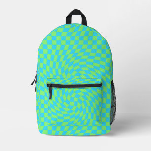 Sac À Dos Imprimé Bleu clair moderne et vert dépoli À damiers Motif