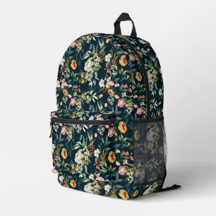 Sac À Dos Imprimé Bleu foncé Vintage Motif de fleurs de jardin