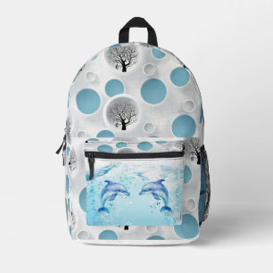 Sac À Dos Imprimé bleu mignon dauphin abstrait murale moderne