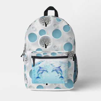 Sac À Dos Imprimé bleu mignon dauphin abstrait murale moderne