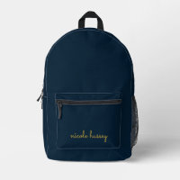 Bleu Nuit Or Script | Monogramme Moderne Élégant