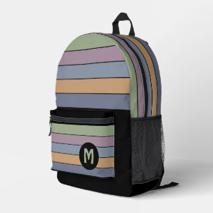 Sac À Dos Imprimé Bleu pourpre vert moutarde jaune noir rayures