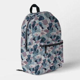 Sac À Dos Imprimé Blue et Mauve Abstrait Terrazzo Design