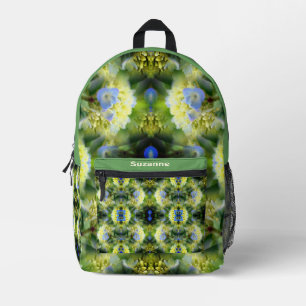 Sac À Dos Imprimé Blue Hydrangea Fleur Abstrait Personnalisé