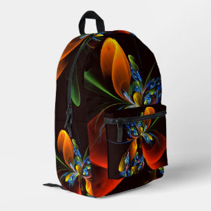 Sac À Dos Imprimé Blue Orange Floral Moderne Art Abstrait Motif #03